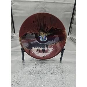 121/2" Wall Brown Pottery Bowl Signed By Patton